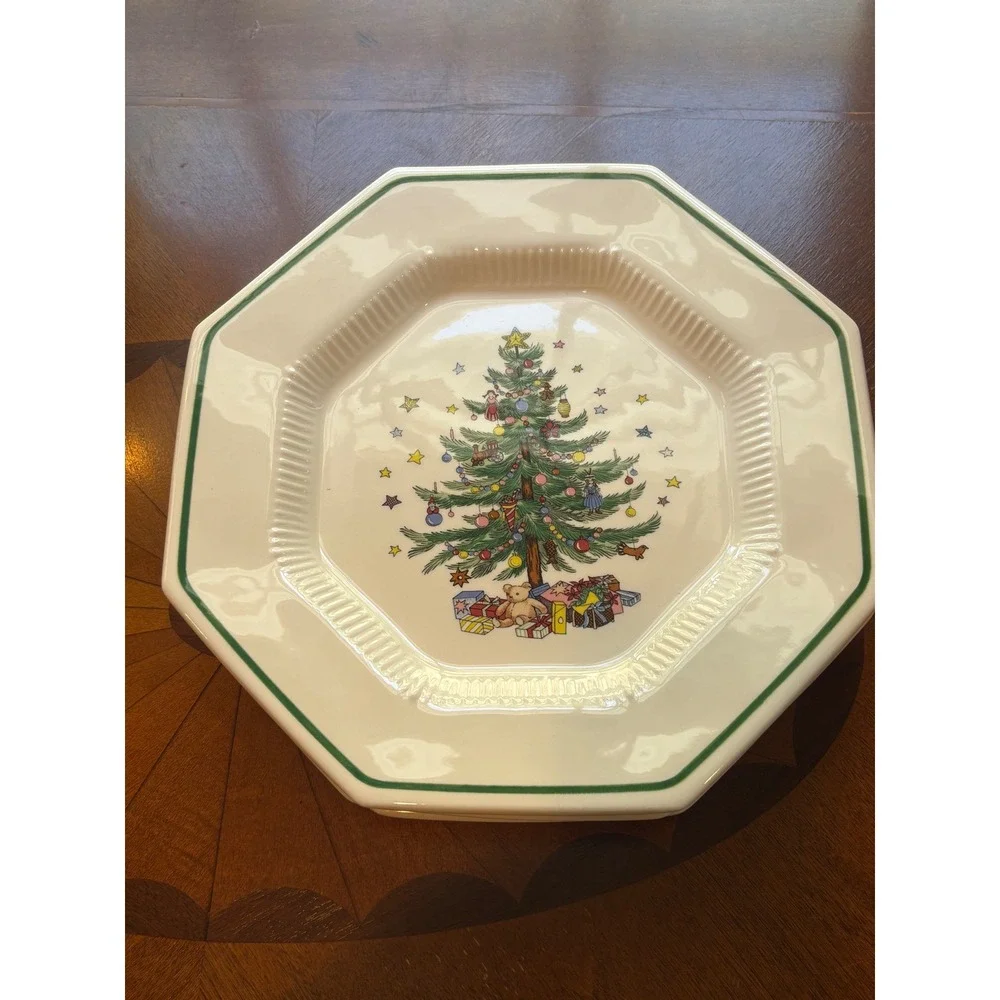 Nikko Christmastime Octagonal Dinner Plates Set of 3 Christmas Tree Japan